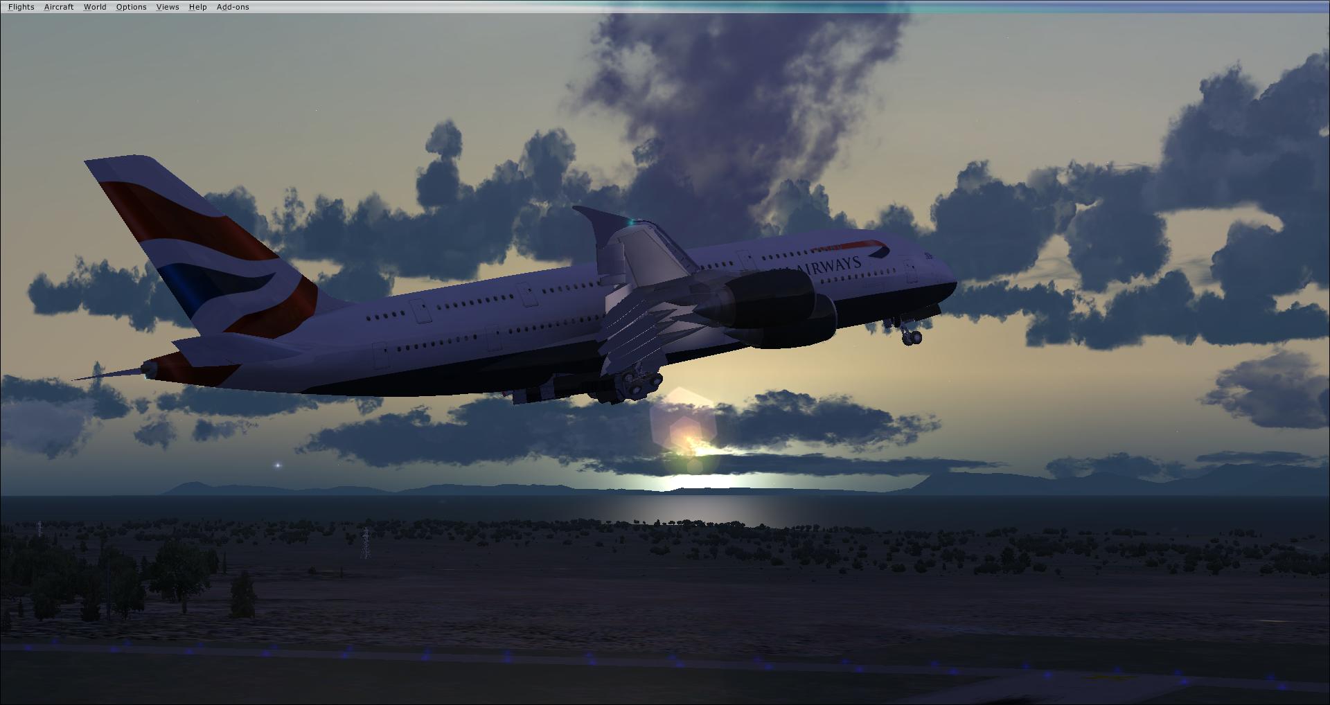 Departing Iceland at dawn
